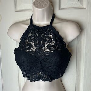 Victoria's Secret Black Lace High-Neck Bralette Racerback